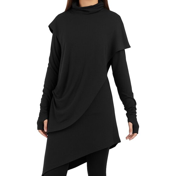 Elegant Black High Low Dress with Necklace - Picture 2 of 3